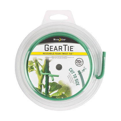 Nite Ize Original Foam Twist Tie green spool for durable, reusable garden support