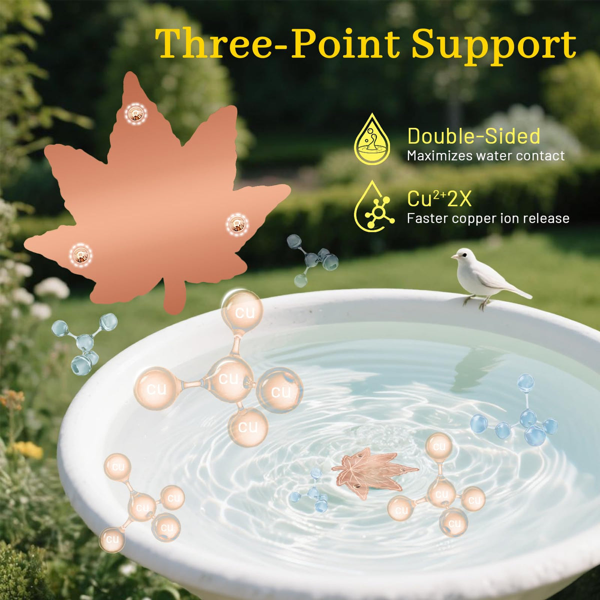 Niteguy passivated copper disk fits various outdoor bird baths