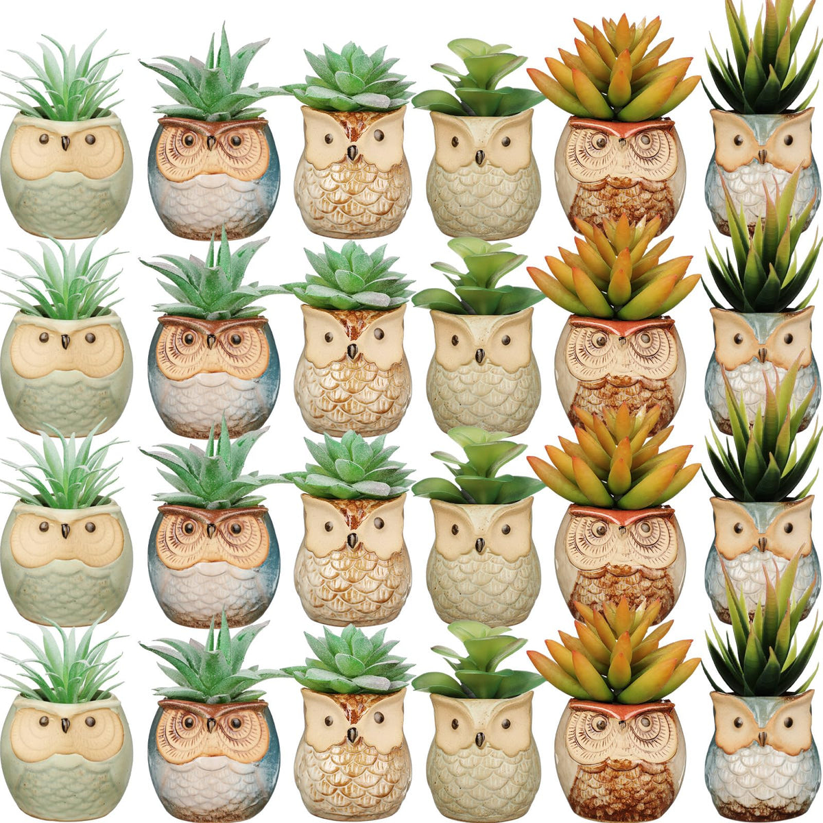 Nitial owl ceramic succulent pot (2.5x2.3in) ideal for compact desk greenery.