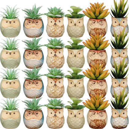 Nitial owl ceramic succulent pot (2.5x2.3in) ideal for compact desk greenery.