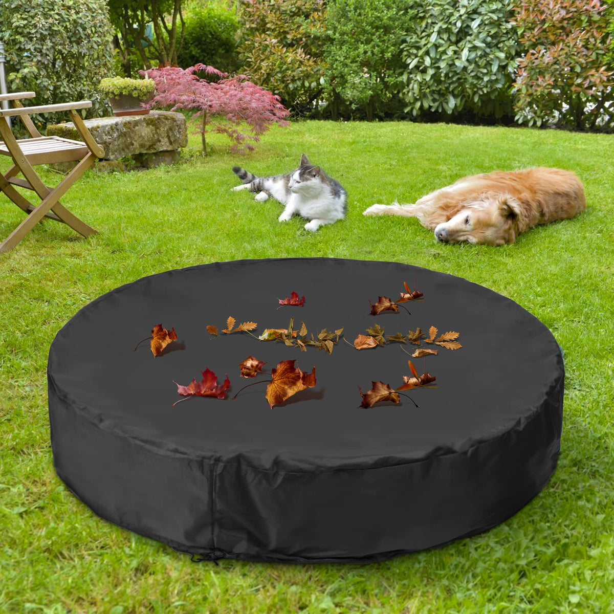 Niubya versatile round pool cover fits pools, fountains, and outdoor pet areas.