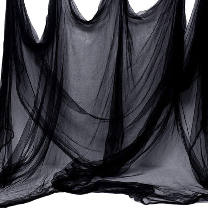 Niurui Halloween creepy cloth 315x79 inch drape over doorway creates eerie entrance.