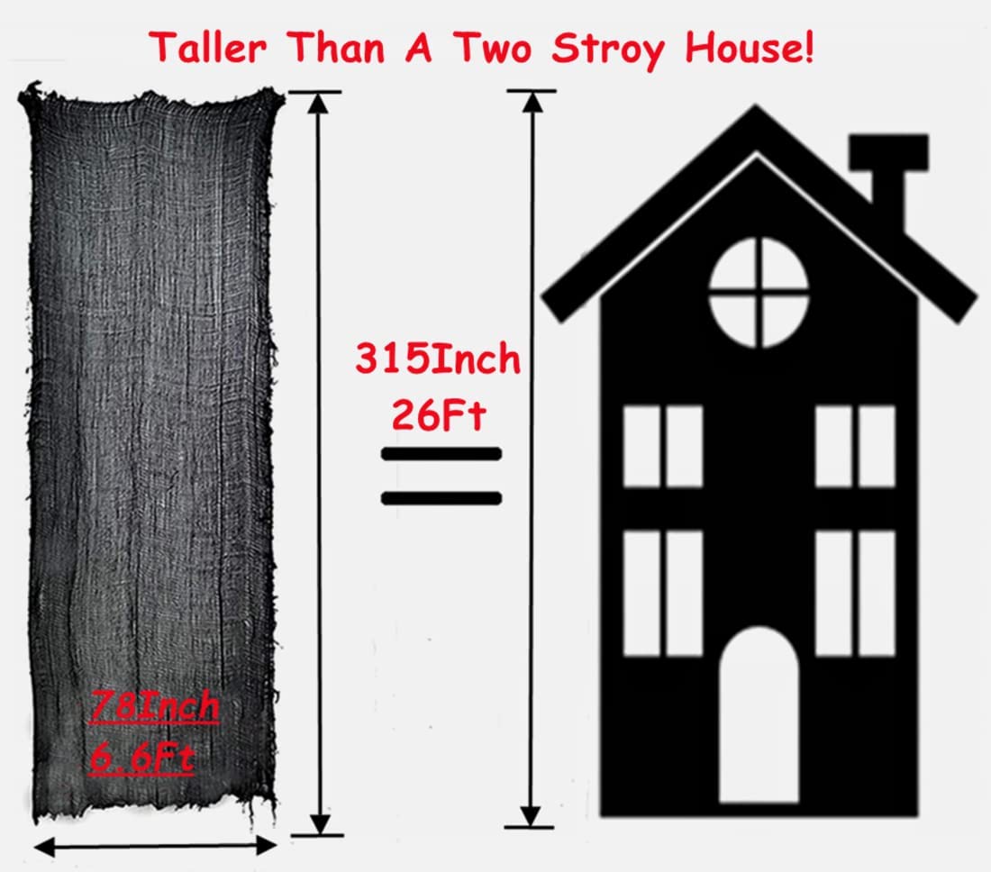 Niurui Halloween creepy cloth 315x79 inch fabric hung on walls boosts haunted mood.
