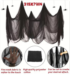Niurui Halloween creepy cloth 315x79 inch cloth spread across porch adds suspense.