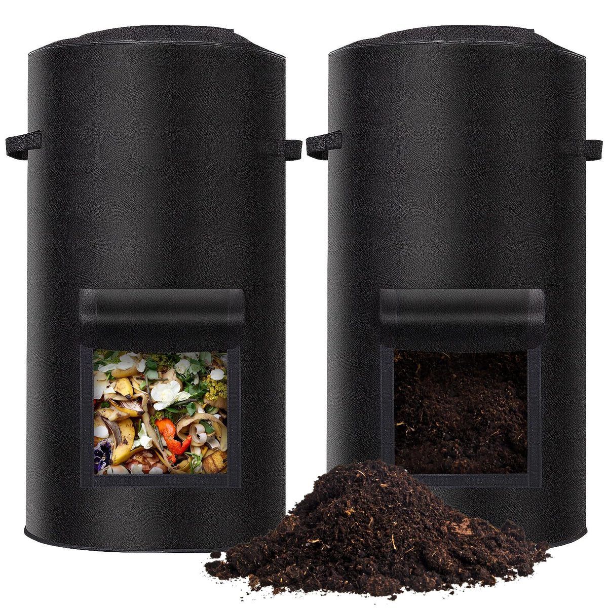 Niuyhe compost bin outdoors with observation window for progress monitoring.