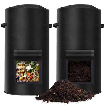 Niuyhe compost bin outdoors with observation window for progress monitoring.