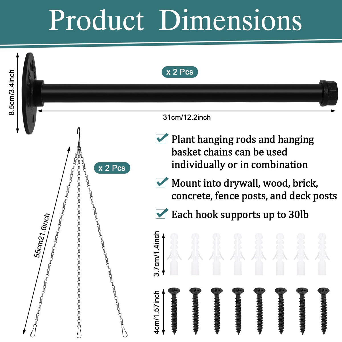 Niuyhe extension chain 21-6-inch showing adjustable hanging height