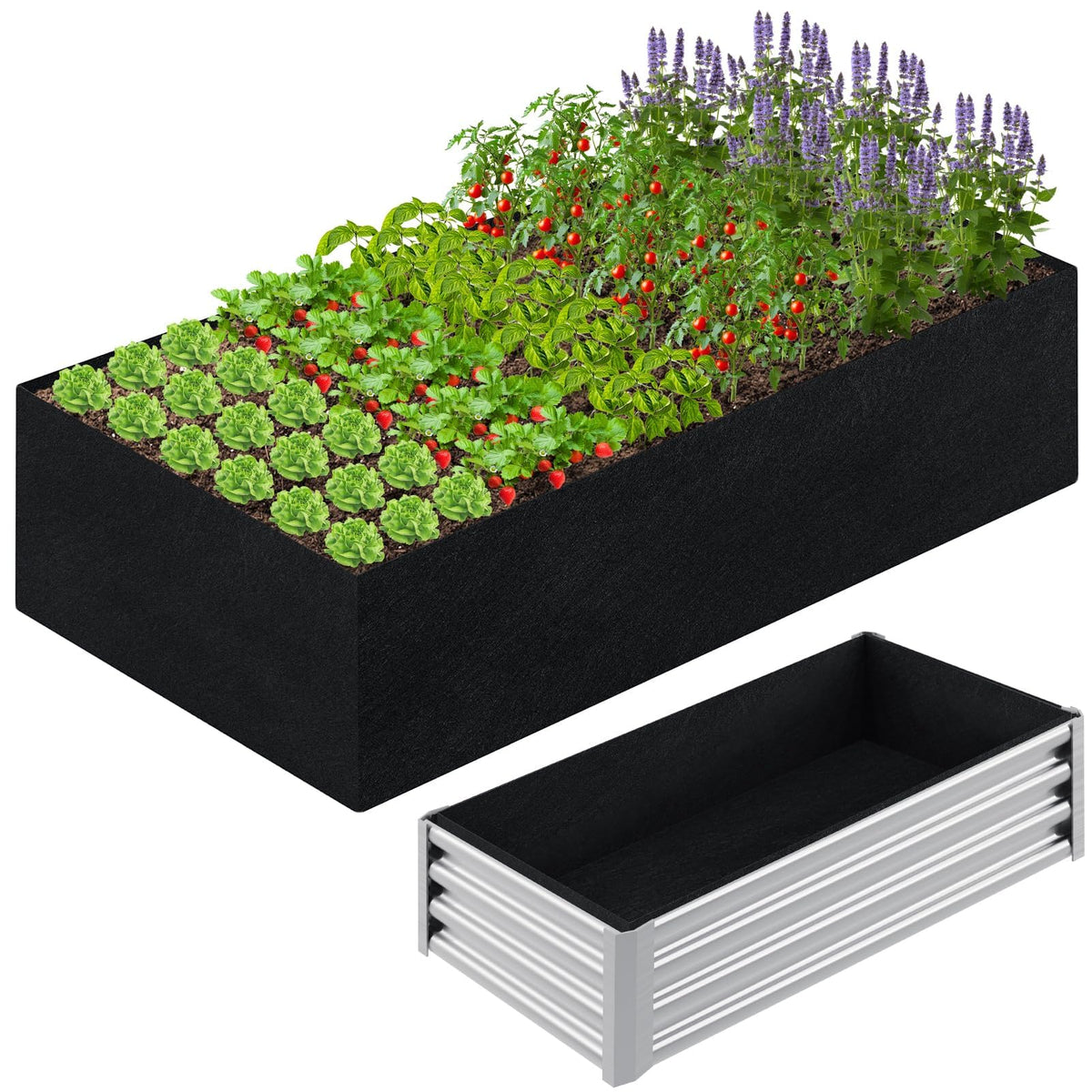 Niuyhe fabric raised bed liner inside metal bed promotes healthy root growth