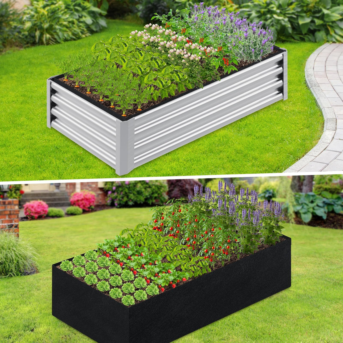Niuyhe setup with liner for vegetables and herbs in outdoor bed