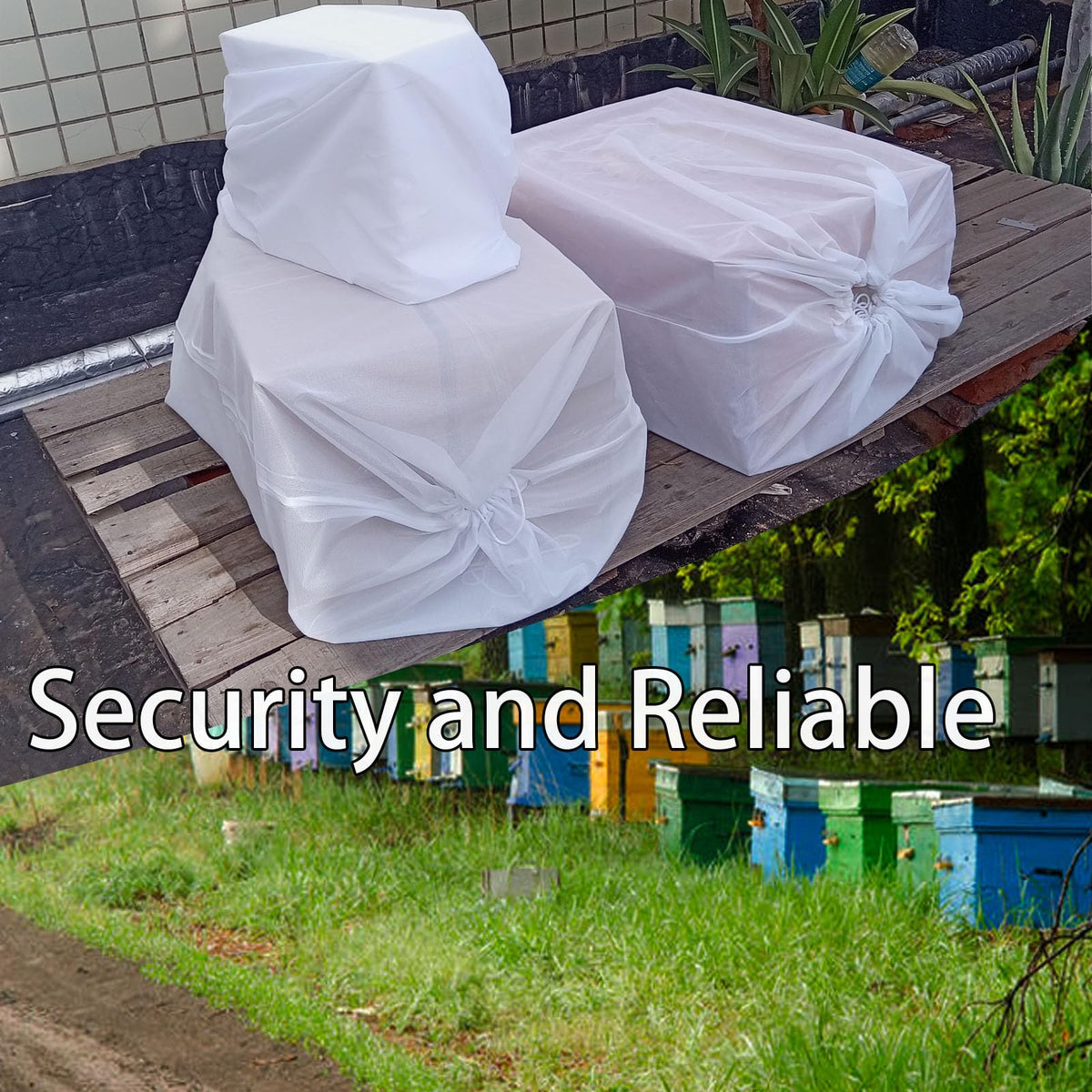 NIZEFEI drawstring secure closure bag ready for safe bee transport.
