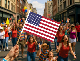 NJ & NJBW mini US flag fits cups, desks and planters for celebrations