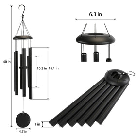 Njeury wind chime 40-inch side view for memorial outdoor ambiance and gentle breeze melodies.