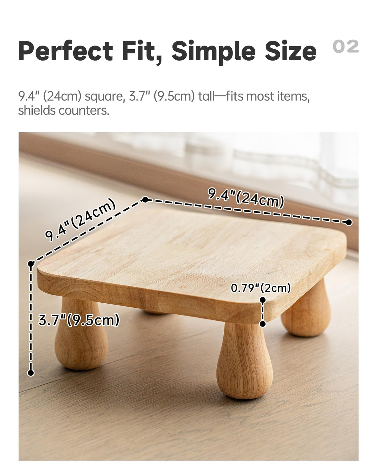 NKGIAG plant stand side view shows solid rubberwood for sturdy support.