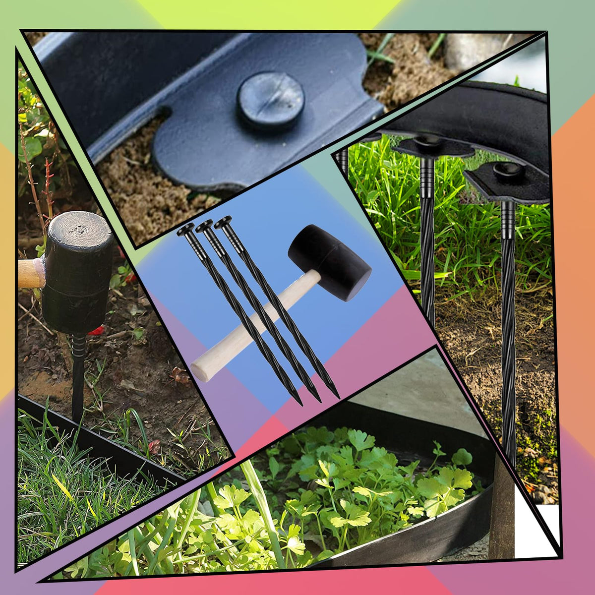 Nlcoek stakes stabilize turf and garden edges.