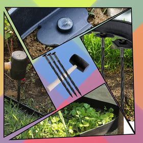 Nlcoek stakes stabilize turf and garden edges.