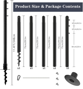 NlkeWbly pole with spliced sections forms a precise 144-inch height.