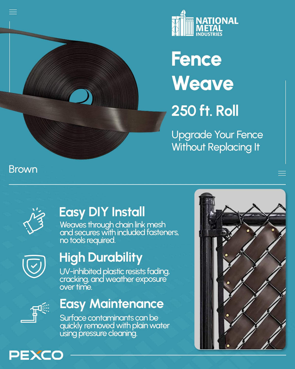 Brass fasteners included for secure, DIY installation of privacy slats.