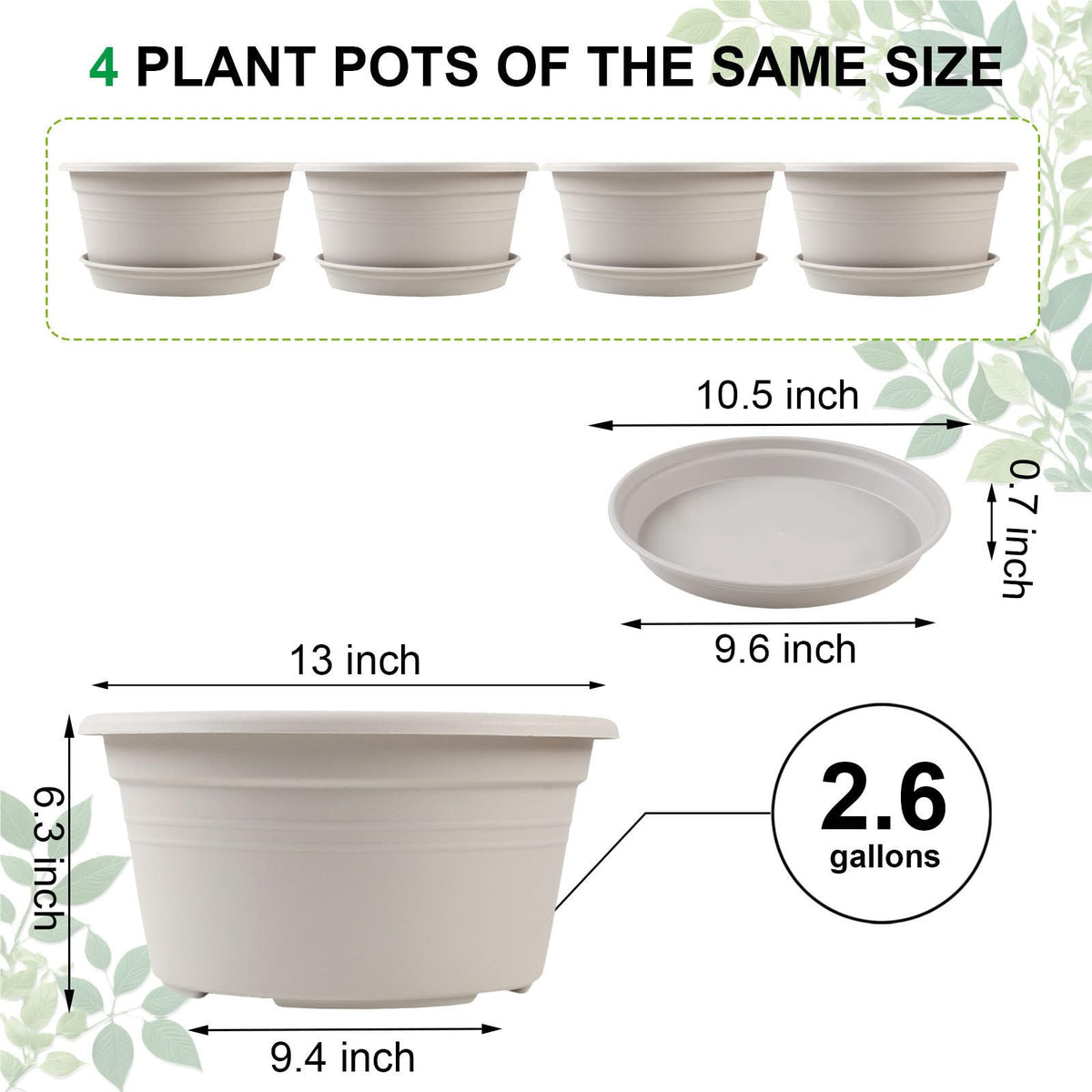 NNARRE 13-inch planter tray with drainage holes prevents overwatering and mess.