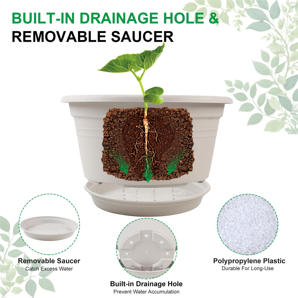 NNARRE recyclable polyethylene pot is lightweight and weather resistant for year-round use.
