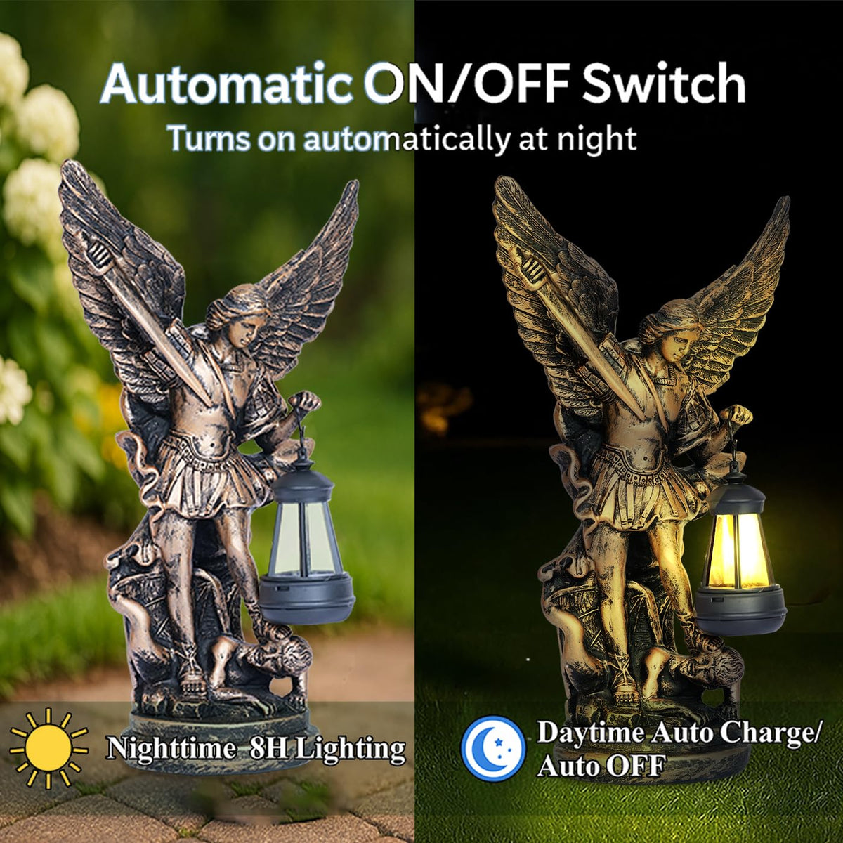 NNBDBVDHS Archangel Michael resin statue withstands sun and rain outdoors