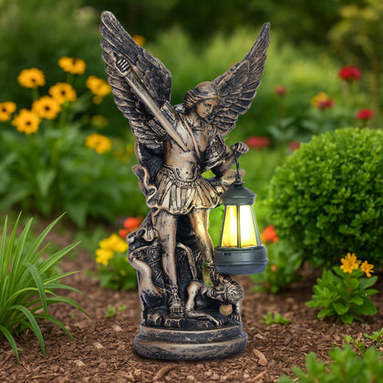 NNBDBVDHS Solar Saint Michael statue lights the garden at night