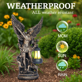 NNBDBVDHS St Michael statue shows UV-coated color that lasts