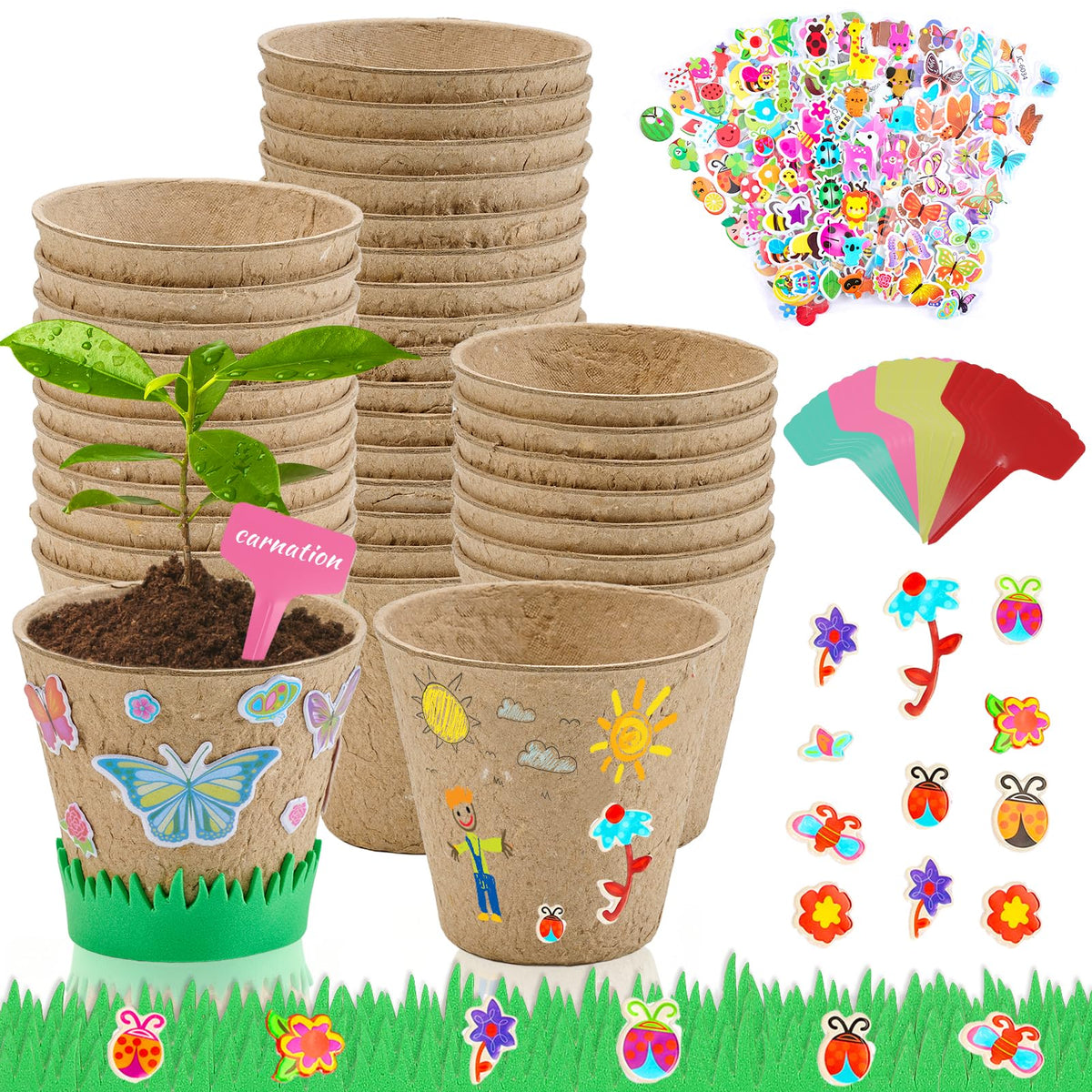 NNG 40 set garden paper pot craft kit pots showcase sturdy DIY planting base