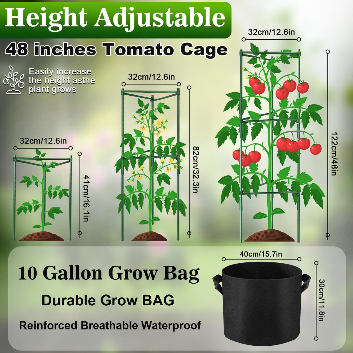NNG breathable 10-gallon grow bag supports easy relocation and drainage.