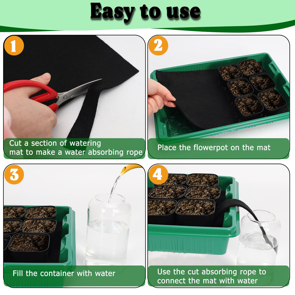 NNG seed-starting mat in greenhouse use demonstrating steady moisture