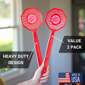 No Fly Zone 15.5-inch reach helps reach walls, ceilings, or windows for effective swatting.