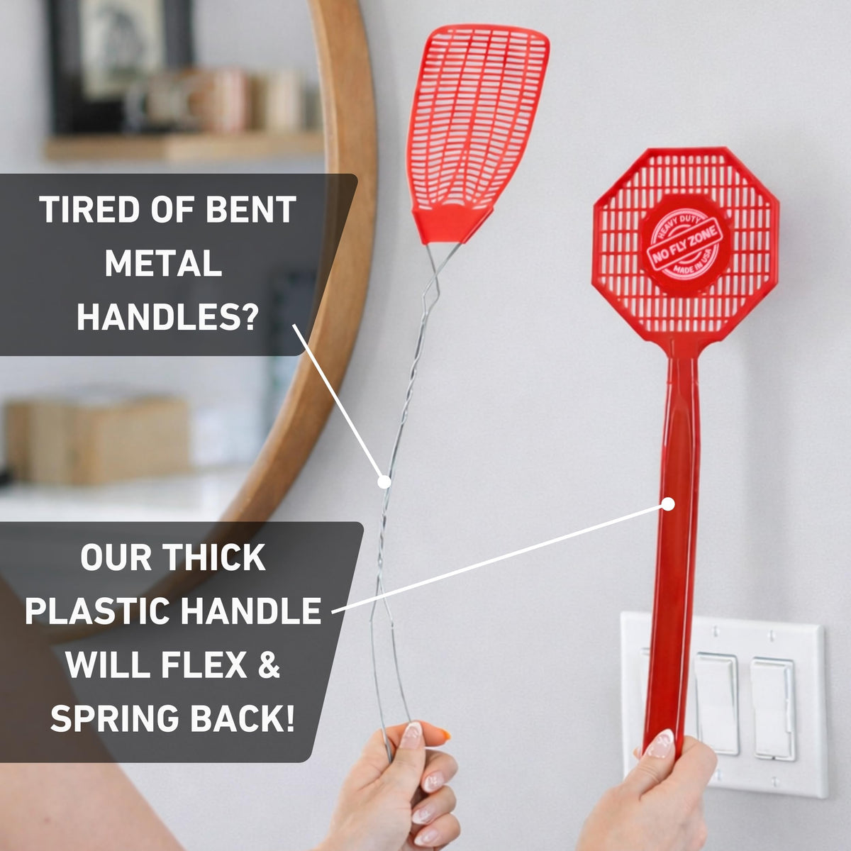 No Fly Zone built-in hanging hole simplifies storage when not in use.
