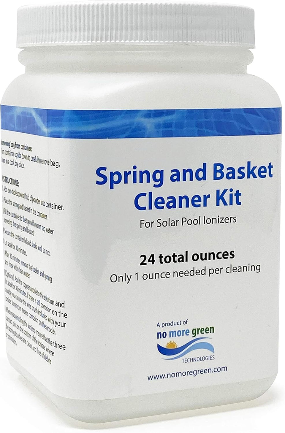No More Green Technologies solar pool ionizer cleaning kit: spring cleaner for quick maintenance.