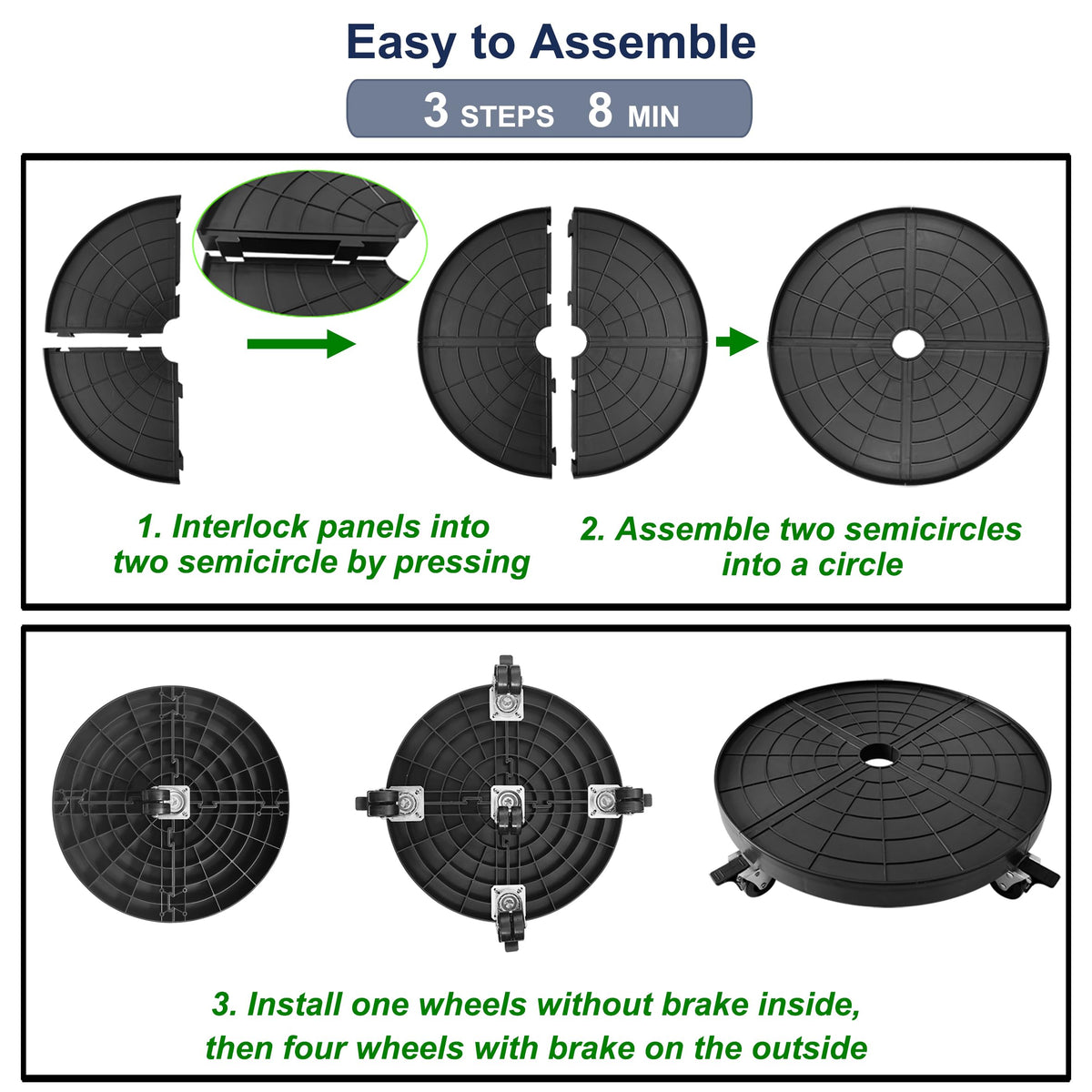 NOAMOO easy assembly for a 16-inch caddy in minutes.