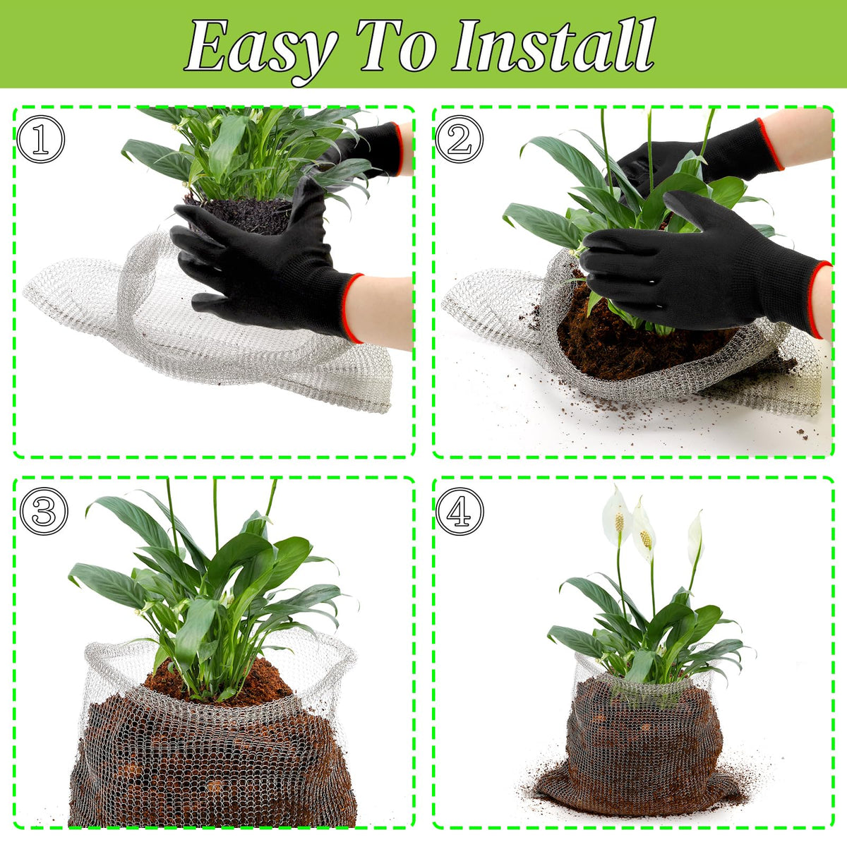 Noamus easy-to-install root guard basket wraps around roots for protection.