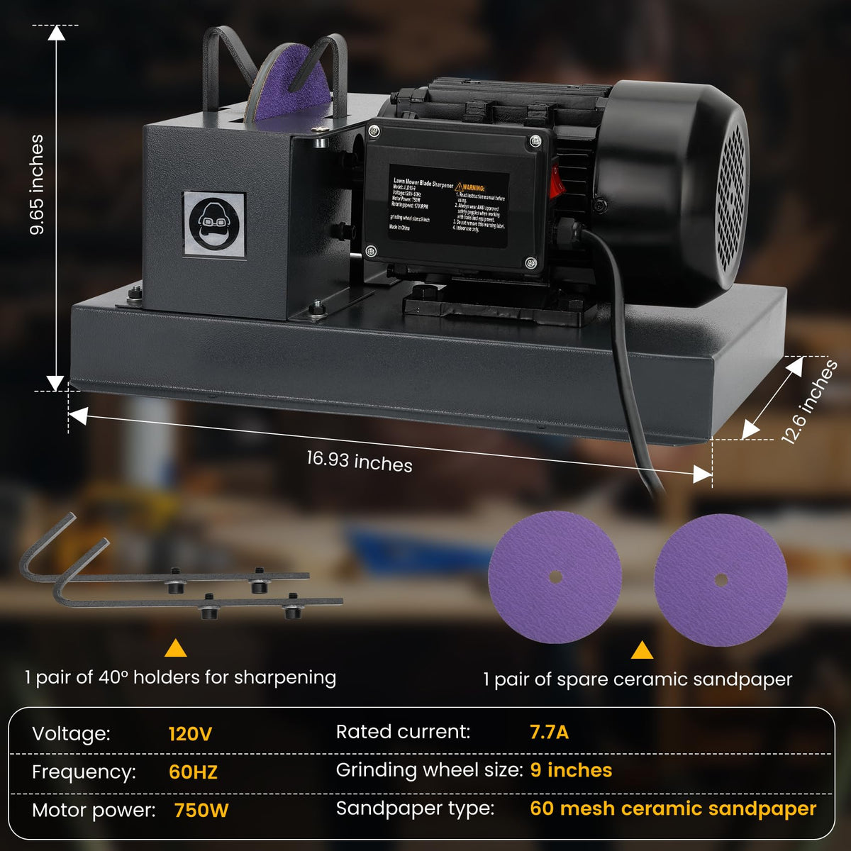 NobleQuest 750W motor delivers strong power for quick sharpening sessions.