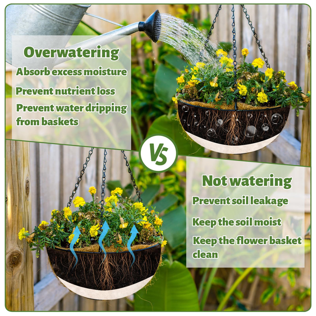 Eco-friendly felt liner reducing plastic waste in gardening.