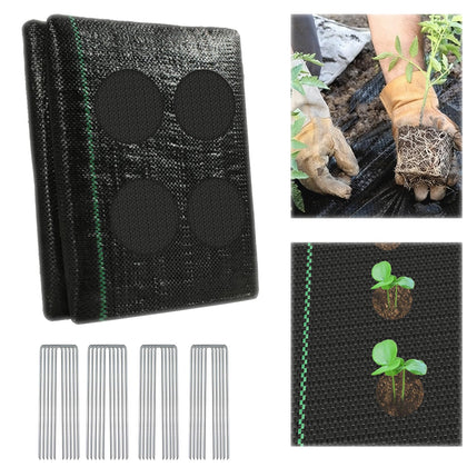 NODMIPNS garden weed barrier fabric with 132-hole layout for easy planting.