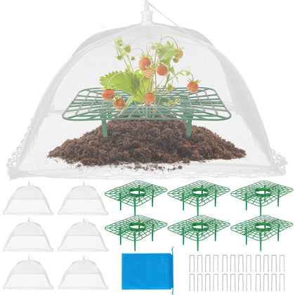 NODMIPNS strawberry plant supports with mesh cover protect berries from pests while allowing air circulation.