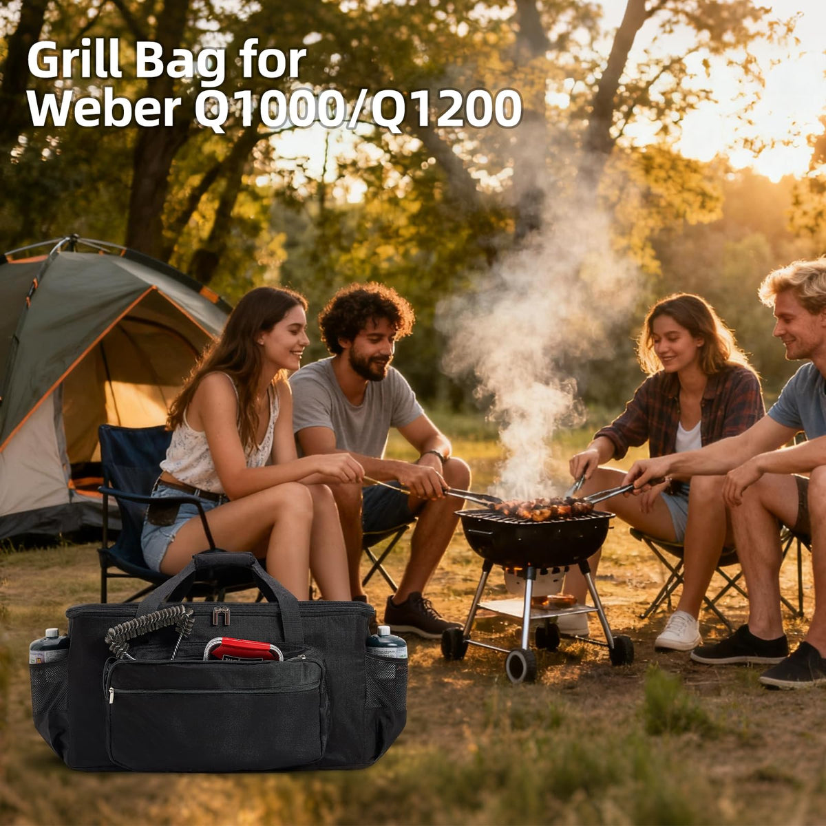NOELIFE grill bag side pockets hold propane cylinders and accessories