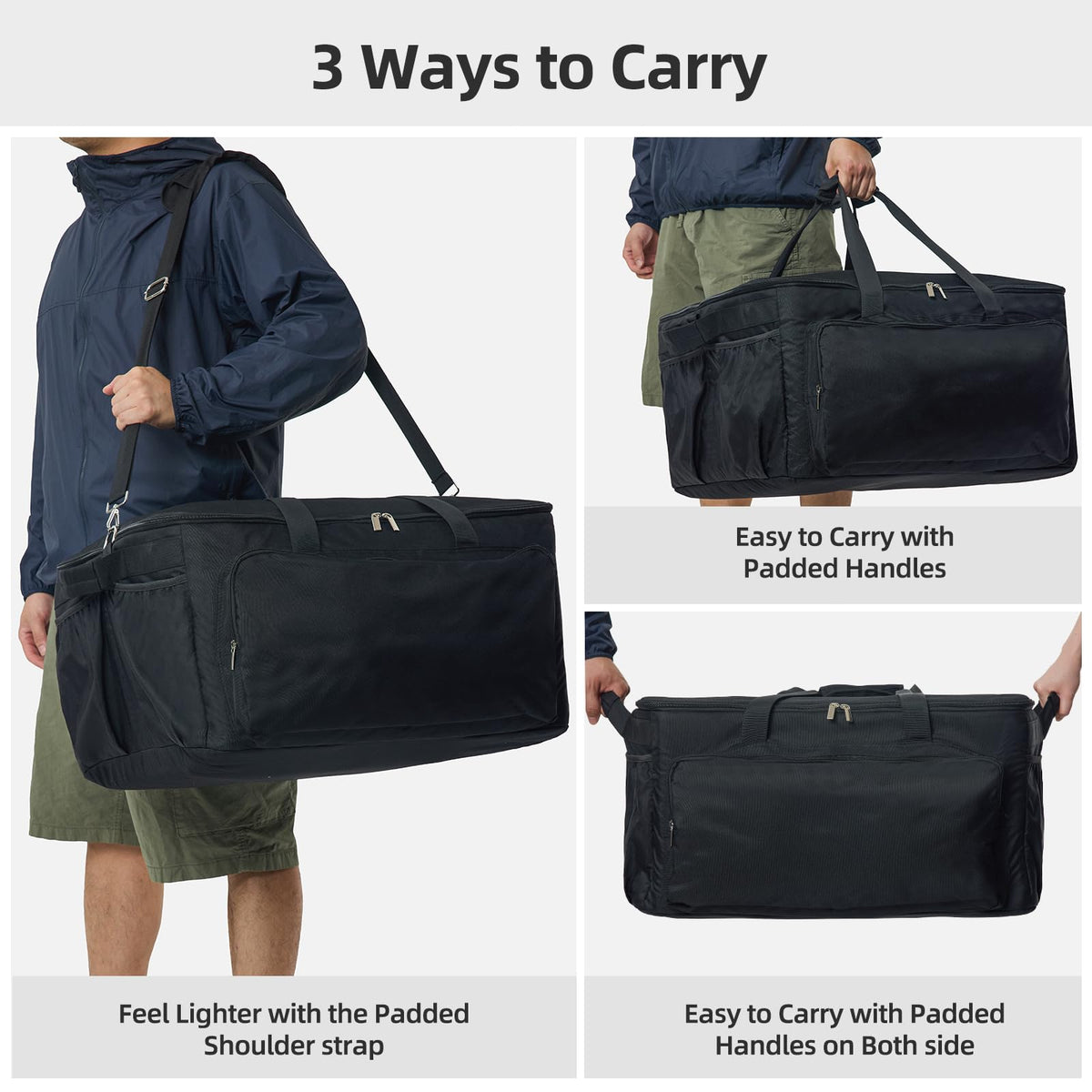 NOELIFE 600D fabric is water-resistant, protecting gear outside.