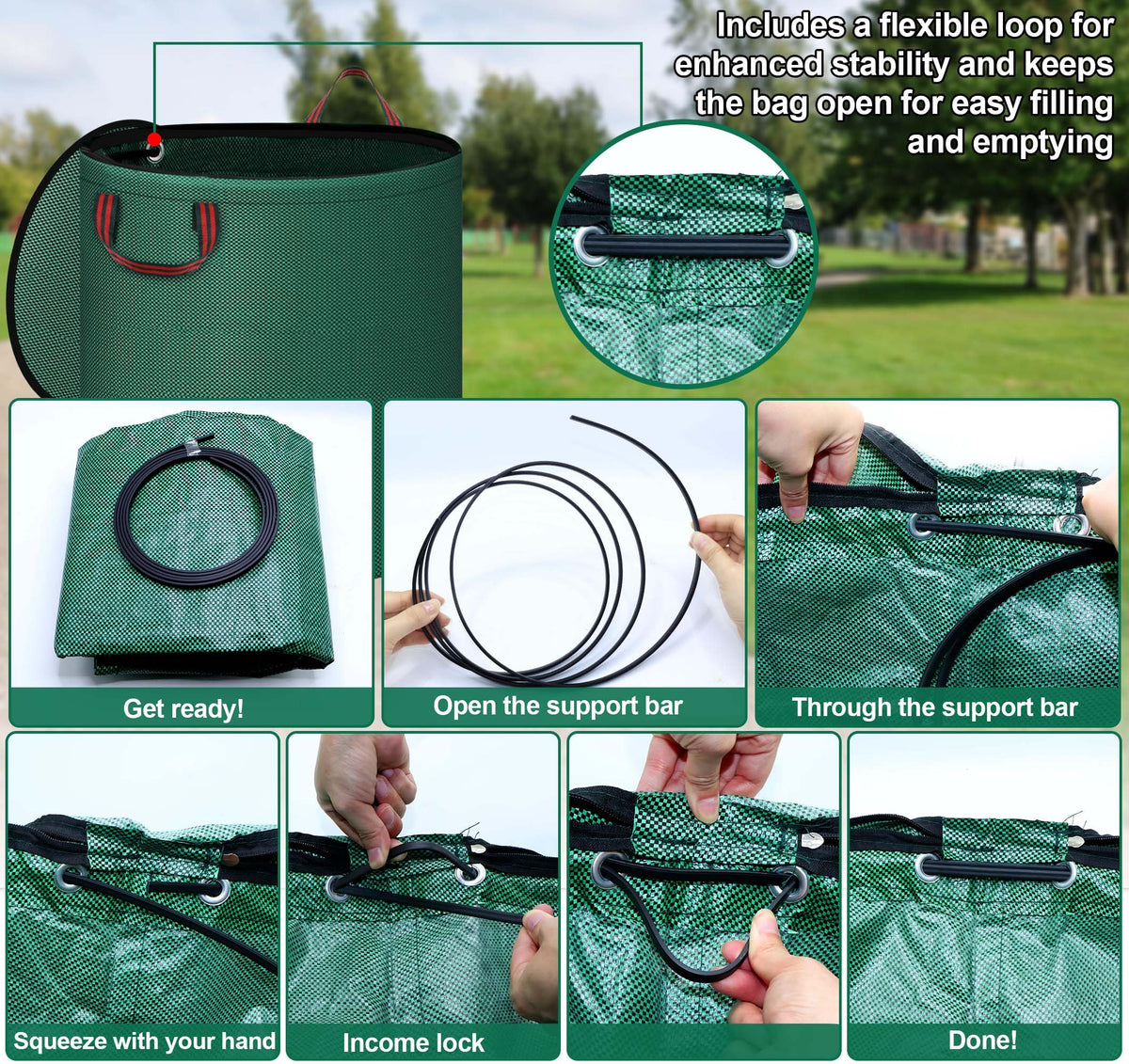 Noeofiifo heavy-duty polypropylene bags resist tears and punctures during yard cleanup.