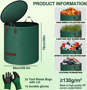 Noeofiifo yard bags feature four reinforced handles for sturdy lifting and transport.