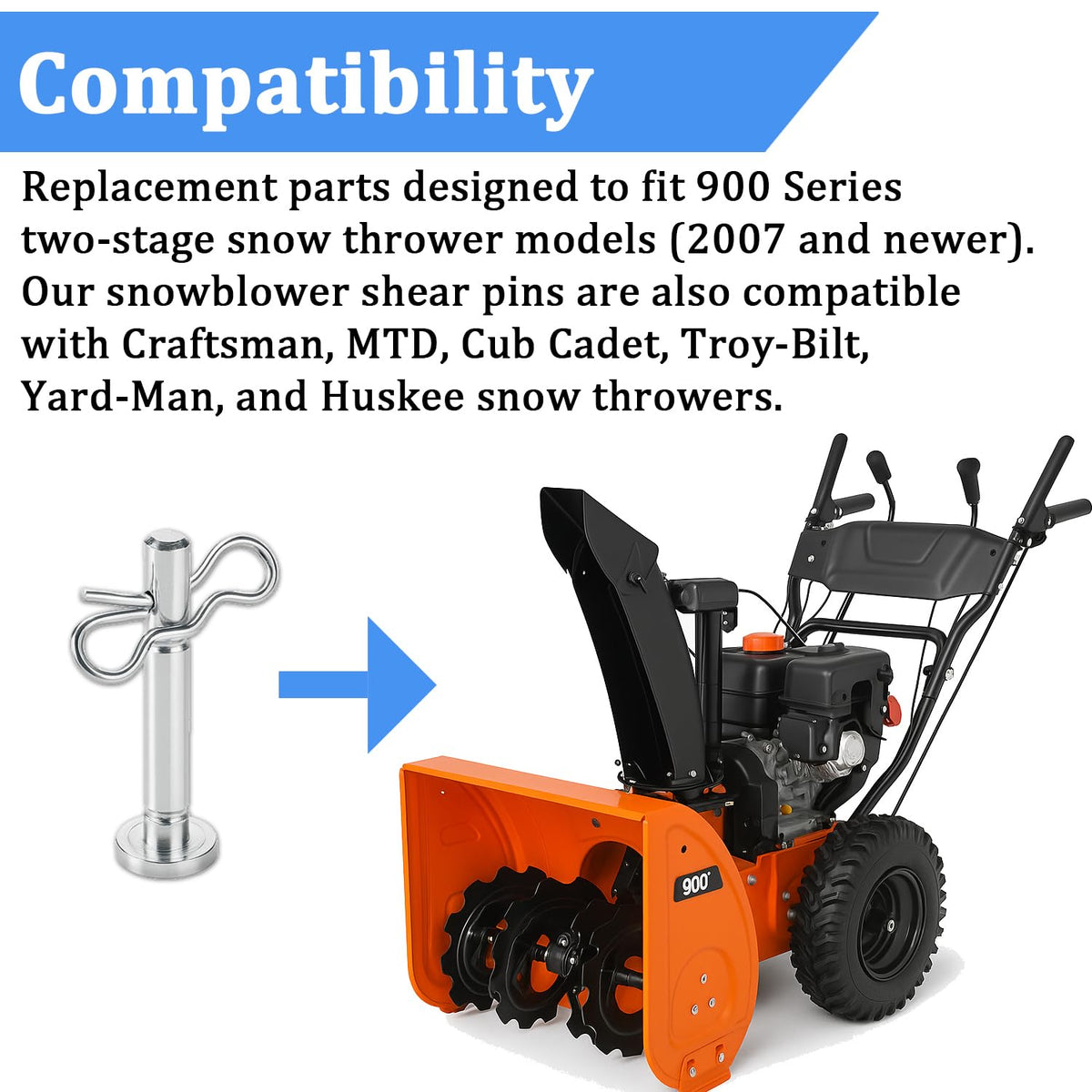 NoetSauesrfs high-strength shear pin resists cold and moisture.
