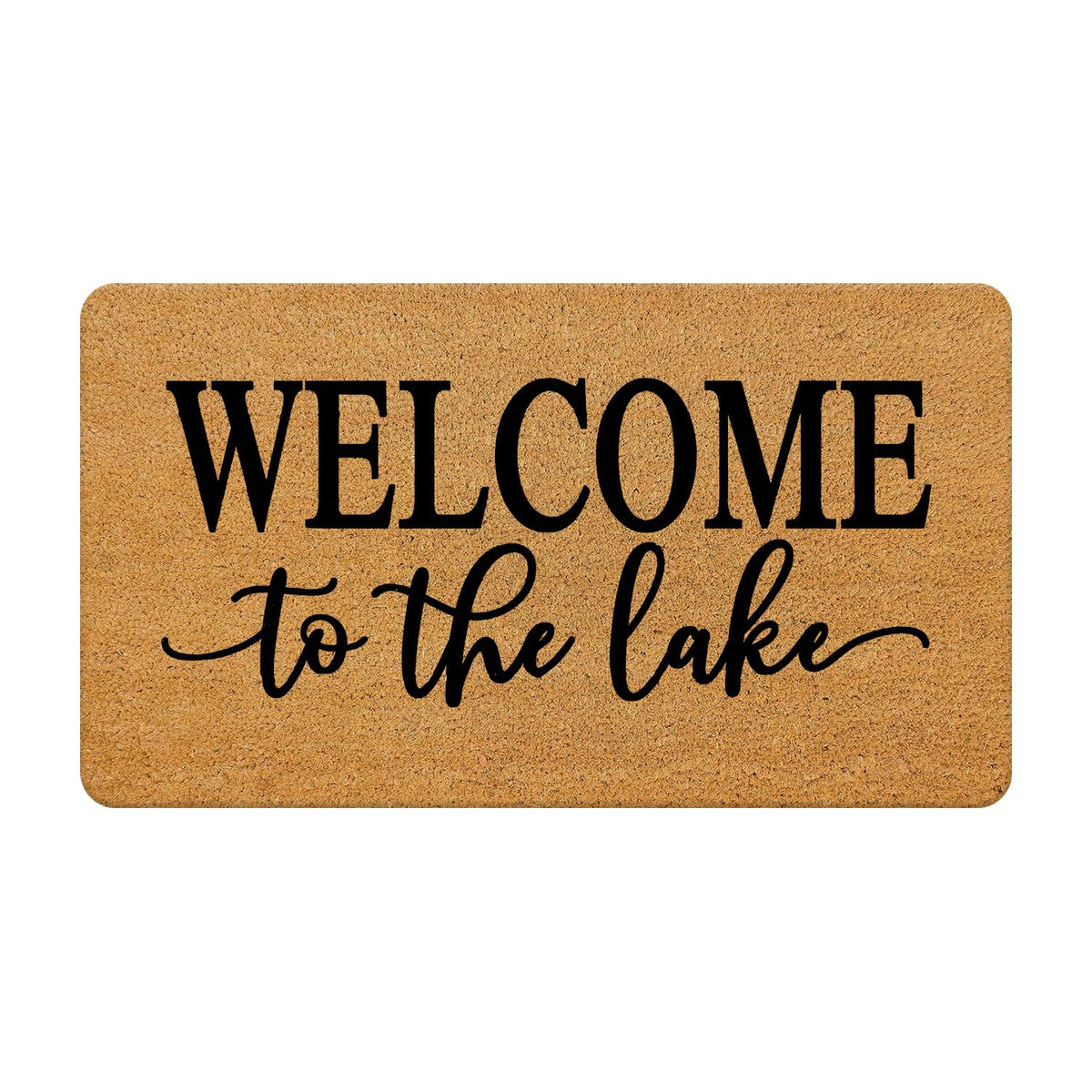 Nogrit lake house coir doormat on front porch showing durable dirt trapping and rustic charm