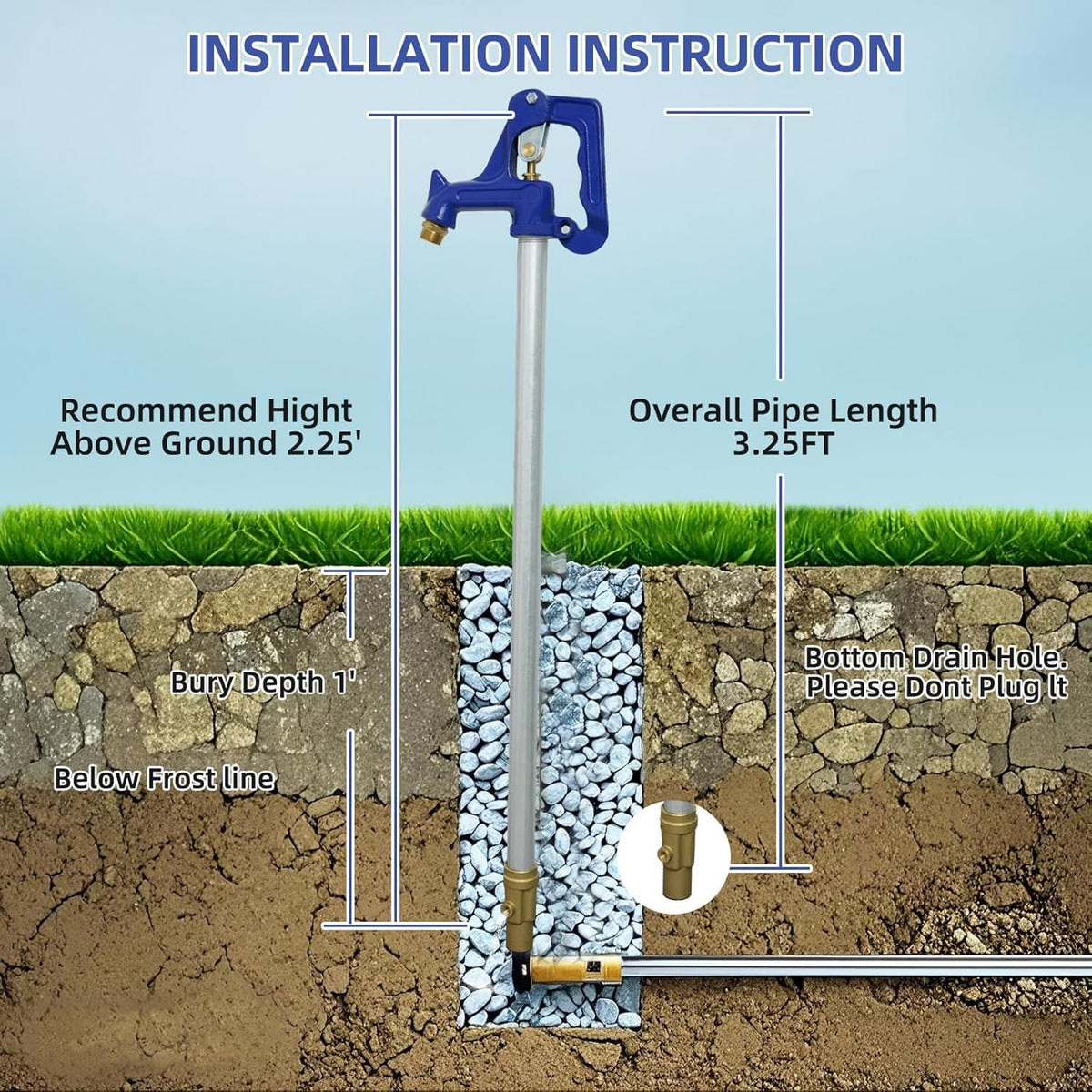 Noliven brass connections highlight durability and corrosion resistance in outdoor use.