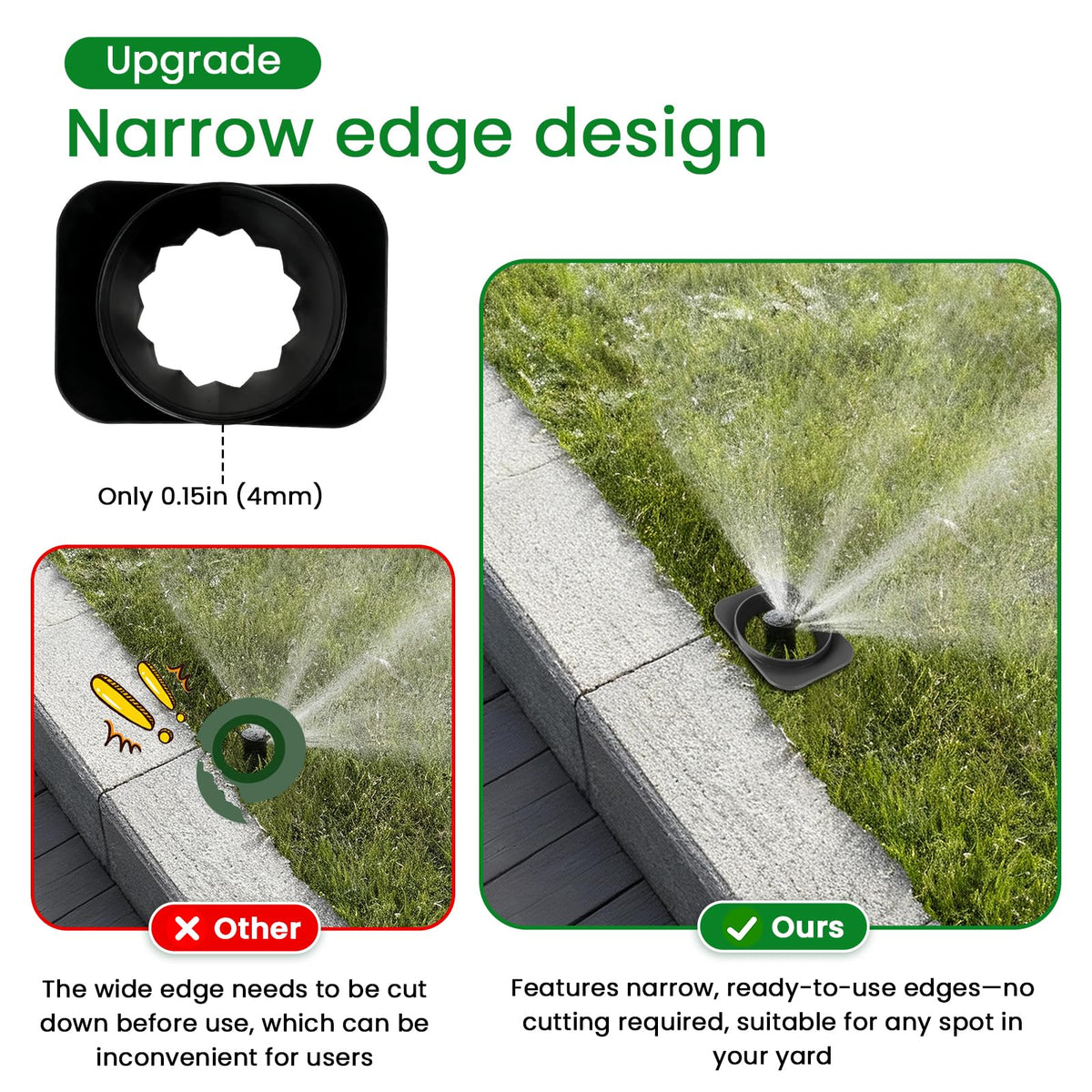 Nomanak guards blend into lawn environments while protecting irrigation heads.
