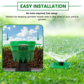 Nomanak sprinkler head protector keeps soil steady during lawn care