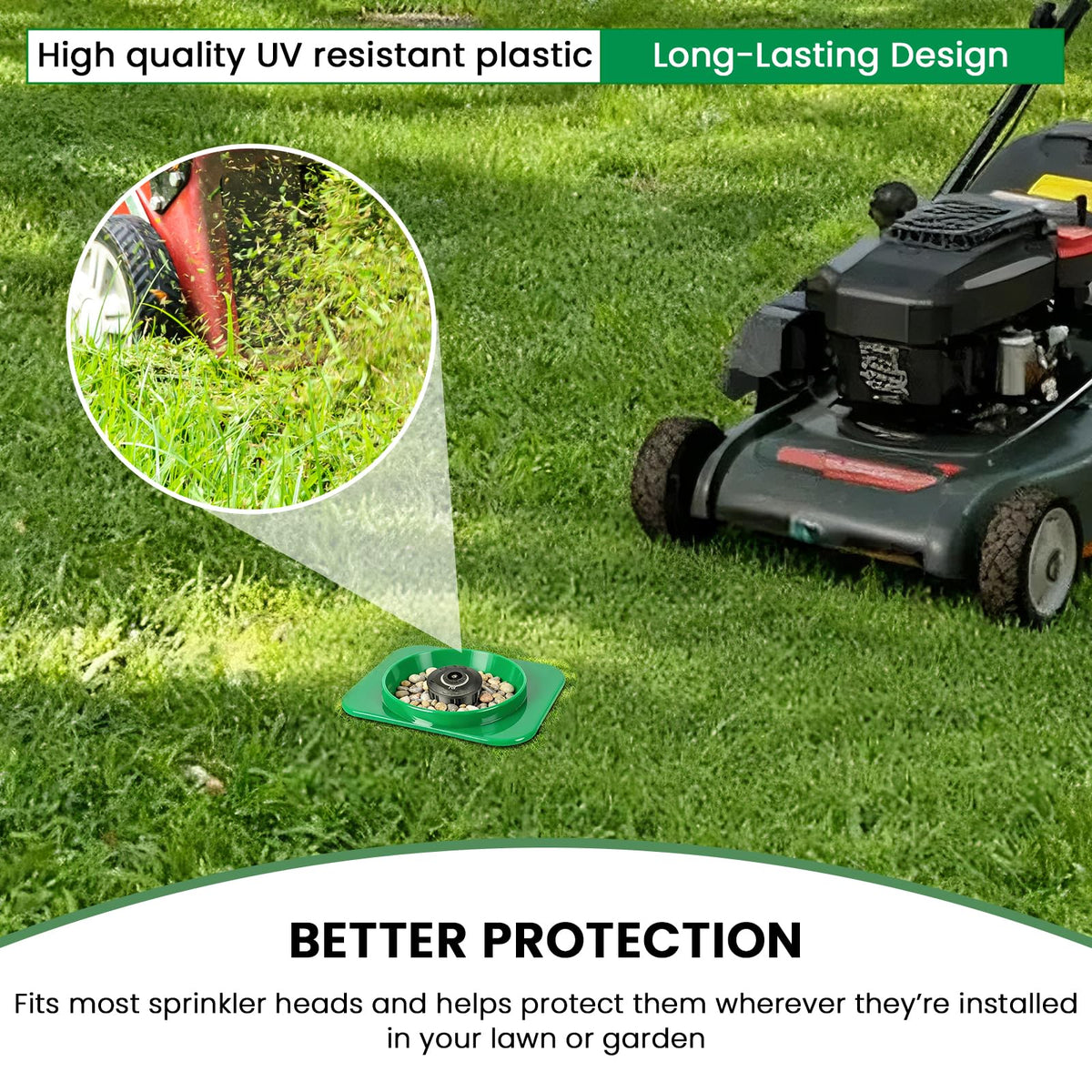 Nomanak sprinkler protector guards from impacts while preserving spray range