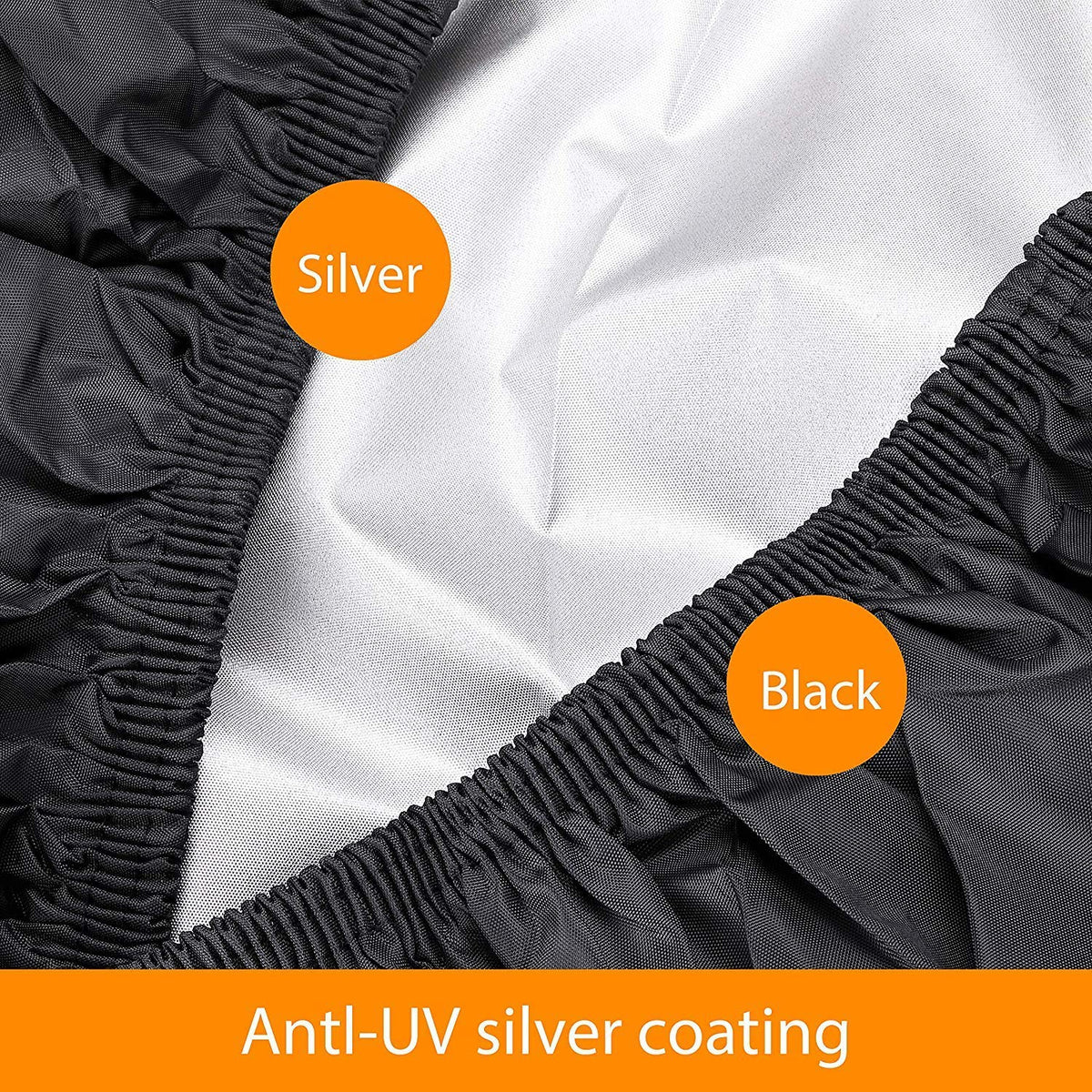 Nomiou elastic hem secured cover demonstrating snug fit to prevent wind lift
