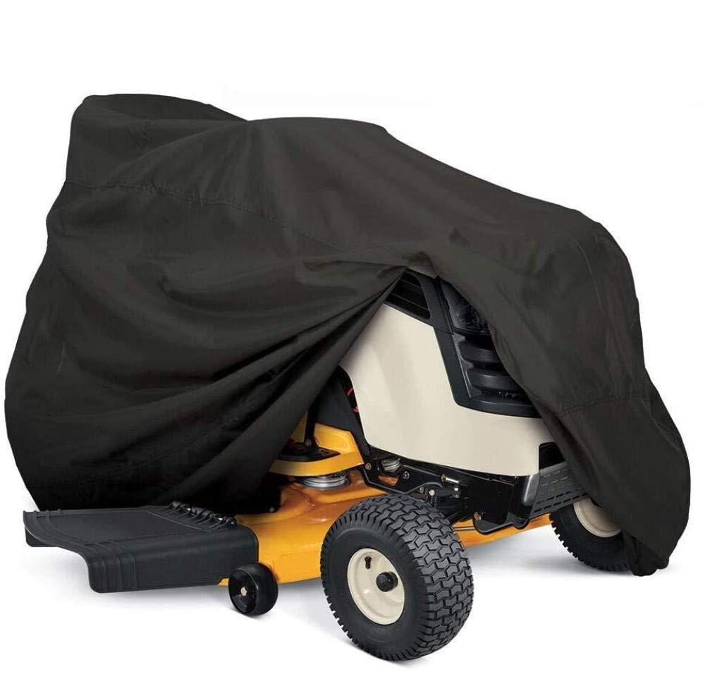 Nomiou outdoor tractor cover on a riding mower showing universal fit and weather protection